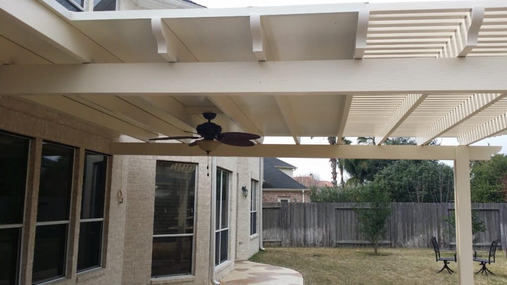 Aluminum Patio Covers vs Other Options Comparison Aluminum patio covers showing durability advantages over wood and other materials by 21st Century Sunrooms Houston TX