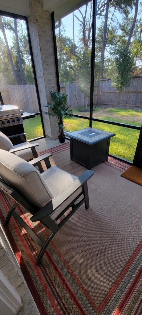 Bronze screen enclosure construction showing quality materials and craftsmanship by 21st Century Sunrooms Houston TX