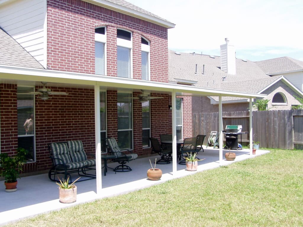 Before and after job photos of patio cover installations by 21st Century Sunrooms Houston TX