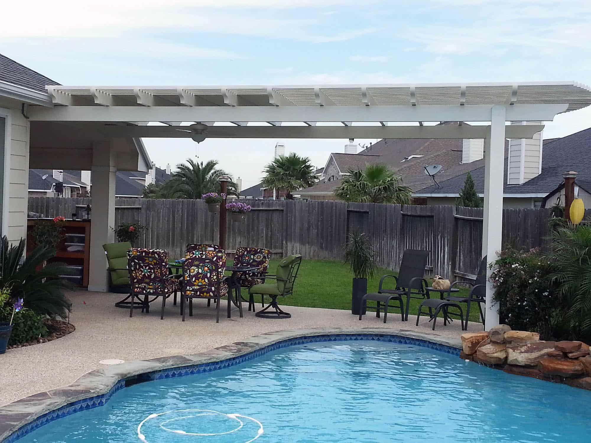 Custom pergolas with various designs and finishes installed by 21st Century Sunrooms Houston TX