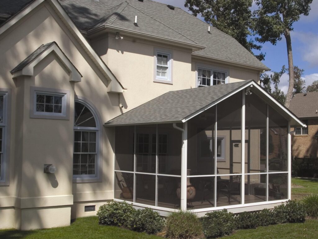 Custom screen room enclosures with aluminum frames creating bug-free outdoor spaces by 21st Century Sunrooms Houston TX