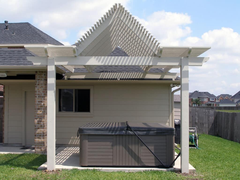 Lattice arbor structure showing decorative lattice design and construction by 21st Century Sunrooms Houston TX
